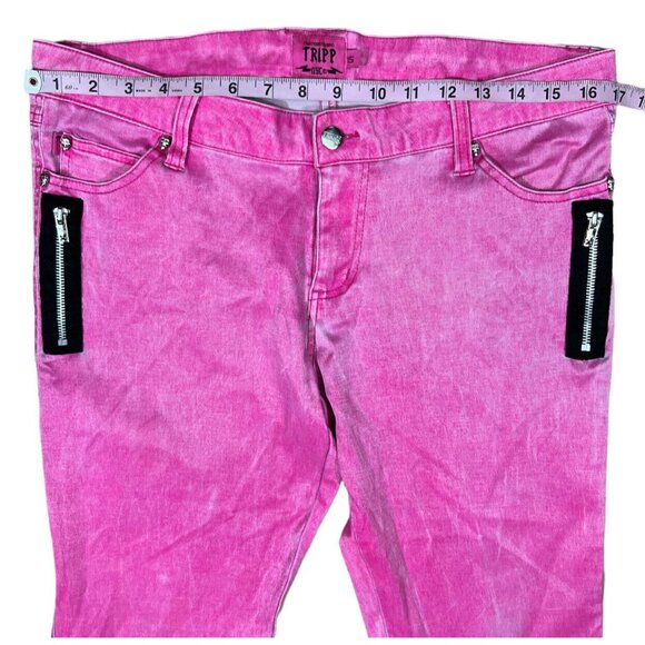 TRIPP NYC DAANG GOODMAN pants womens 15 pink zipper pockets Goth Steampunk - Picture 3 of 8
